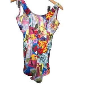 Popina Swimsuit Women's Size Small Pink Hawaiian Postcard Maximalist One Piece